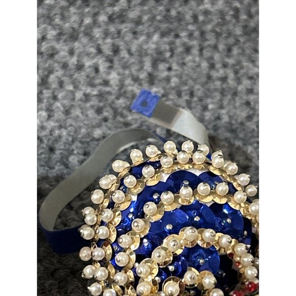 VINTAGE Christmas Ornaments Push Pin Beaded Satin Sequin Lot Of 5 #11 - Picture 9 of 9